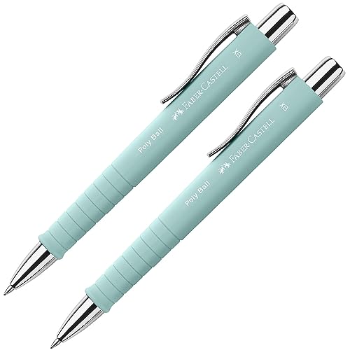 Faber-Castell 205091 - Kugelschreiber Poly Ball caribic blue, 2 Stück, mit auswechselbarer XB Mine, dokumentenecht von Faber-Castell