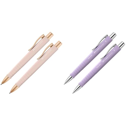 Faber-Castell 205092 - Kugelschreiber Poly Ball pale rose & 205090 - Kugelschreiber Poly Ball sweet lilac, 2 Stück, mit auswechselbarer XB Mine, dokumentenecht, 1 stück von Faber-Castell