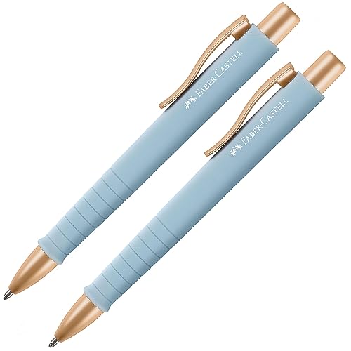 Faber-Castell 205093 - Kugelschreiber Poly Ball sky blue, 2 Stück, mit auswechselbarer XB Mine, dokumentenecht von Faber-Castell