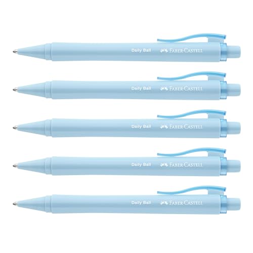 FABER-CASTELL 205201 - Kugelschreiber Daily Ball sky blue, 5 Stück, mit auswechselbarer XB Mine, dokumentenecht FABER-CASTELL 205201 - Kugelschreiber Daily Ball sky blue, 5 Stück, mit auswechselbarer XB Mine, dokumentenecht von Faber-Castell