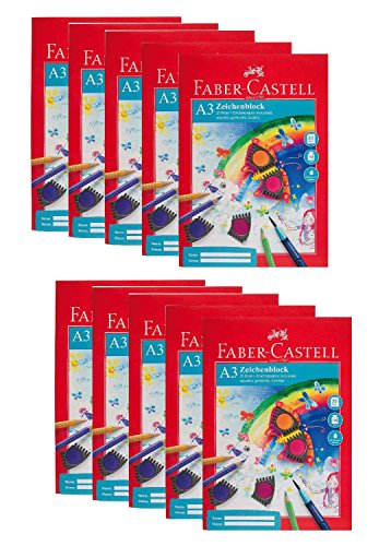 Faber-Castell 212048-10 - Zeichenblock DIN A3, FSC-Mix, perforiert, 20 Blatt, 10 Blöcke von Faber-Castell
