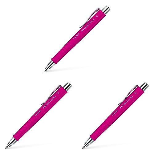 Faber-Castell 241128 - Kugelschreiber Poly Ball XB, pink, 1 Stück, mit auswechselbarer Mine, dokumentenecht (Packung mit 3) von Faber-Castell