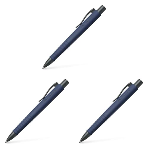Faber-Castell 241189 - Kugelschreiber Poly Ball, urban navy blue, 1 Stück, mit auswechselbarer Mine, dokumentenecht (Packung mit 3) von Faber-Castell