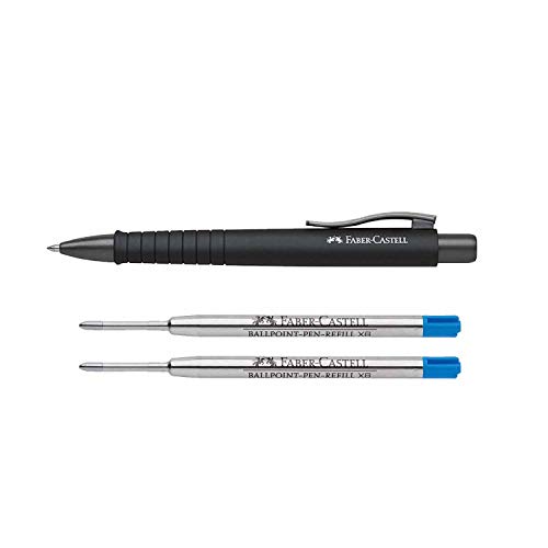 Faber-Castell 241190 Kugelschreiber, POLY BALL XB, schwarz (All Black + 2 Minen Blau) von Faber-Castell