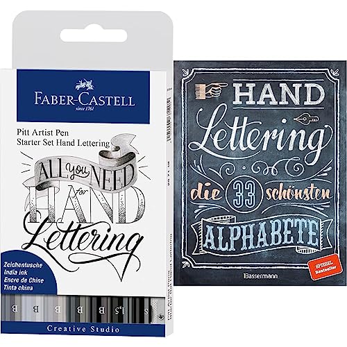 Faber-Castell 267118 - Tuschestift Lettering Starter Set, 9-teilig & Handlettering. Die 33 schönsten Alphabete mit Rahmen Faber-Castell 267118 - Tuschestift Lettering Starter Set, 9-teilig & Handlettering. Die 33 schönsten Alphabete mit Rahmen von Faber-Castell