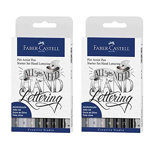 Faber-Castell 267118 - Tuschestift Pitt Artist Pen Lettering Starter Set, 8er Etui (Starter Set Doppelpack) von Faber-Castell