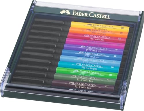 Faber-Castell 267421 - Tuschestifte Pitt Artist Pen Brush, 12 Pinselstifte in Basisfarben, Marker Set für Erwachsene Faber-Castell 267421 - Tuschestifte Pitt Artist Pen Brush, 12 Pinselstifte in Basisfarben, Marker Set für Erwachsene von Faber-Castell
