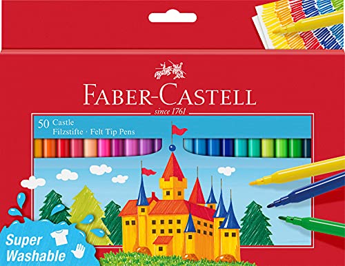 Faber-Castell 554204 - Filzstifte Set Castle, 50er Kartonetui, auswaschbare Filzstifte von Faber-Castell