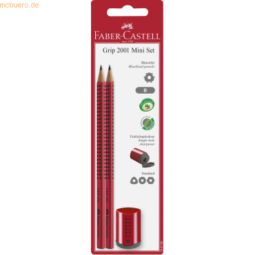 10 x Faber Castell Bleistiftset Grip 2001 + Einfachspitzdose B rot/bla von Faber Castell