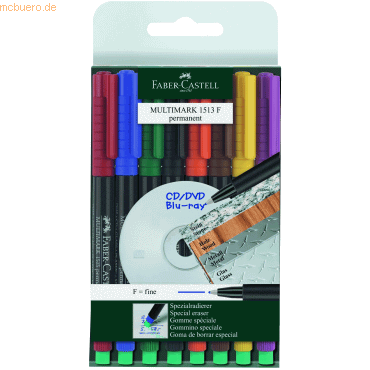 Faber Castell CD-Marker Multimark wasserfest ca. 0,6 mm 8 Farben Etui von Faber Castell