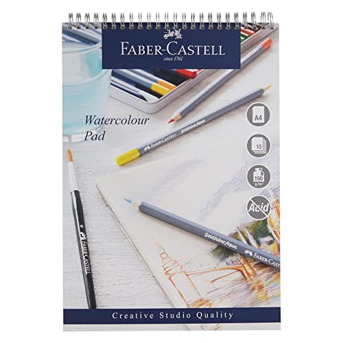 Faber-Castell Creative Studio Aquarellblock, A4, säurefrei, Spiralbindung, 190 g/m², 15 Blatt für Aquarellfarben, Bleistifte und Marker, Kunst, Handwerk, Zuhause und Schule Faber-Castell Creative Studio Aquarellblock, A4, säurefrei, Spiralbindung, 190 g/m², 15 Blatt für Aquarellfarben, Bleistifte und Marker, Kunst, Handwerk, Zuhause und Schule von Faber-Castell