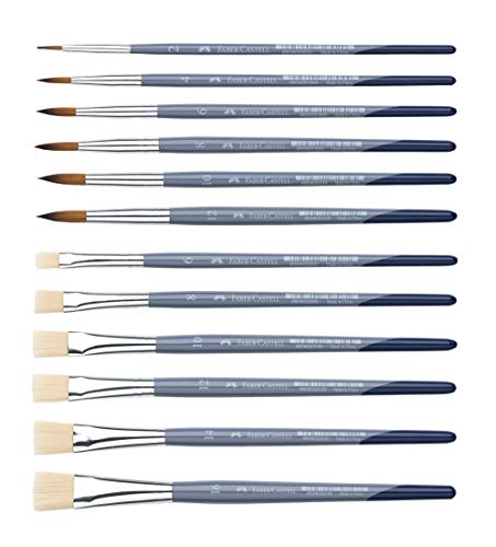 Faber-Castell Creative Studio Pinsel (rund & flach, Pinselset Komplett 12-teilig) von Faber-Castell