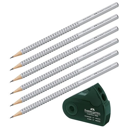 Faber-Castell Doppelspitzdose SLEEVE (Dunkelgrün, 6 Stifte Grip HB + Spitzdose) von Faber-Castell