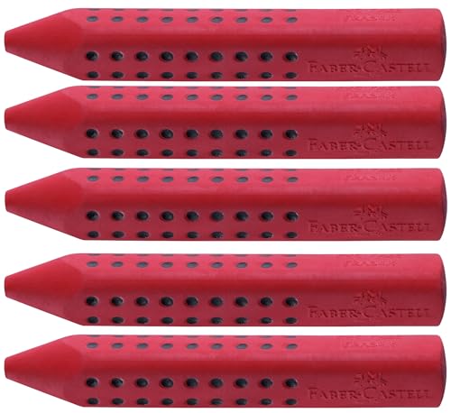 Faber-Castell Dreieckradierer Grip 2001 (Rot, 5 Stück) von Faber-Castell