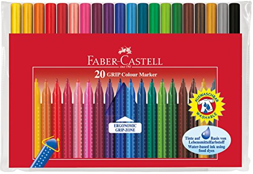 Faber-Castell Fasermaler GRIP COLOUR MARKER, 20er Etui, farbig sortiert von Faber-Castell