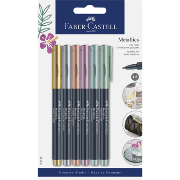 Faber-Castell Faserschreiber Metallics Marker 1,5 mm sortiert 6x auf B von Faber-Castell
