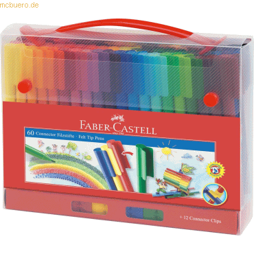 Faber Castell Filzstift Connector farbig sortiert VE=60 Stück Koffer von Faber Castell