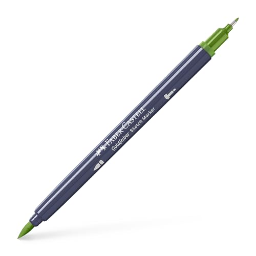 Faber-Castell Goldfaber Sketch Marker Marker Dual Doppelspitze (Fineliner & Pinsel), Erdgrün Gelblich (168), Einzelstift von Faber-Castell