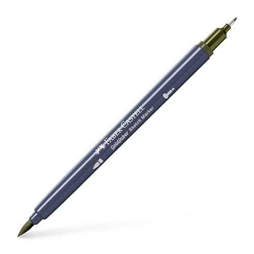 Faber-Castell Goldfaber Sketch Marker Marker Dual Doppelspitze (Fineliner & Pinsel), olivgrün gelblich (173), Einzelstift von Faber-Castell