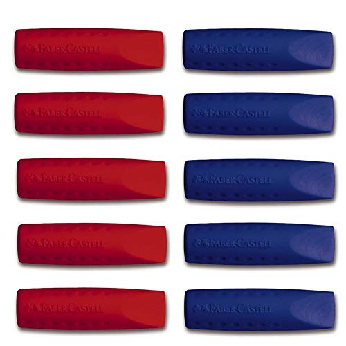 Faber-Castell Grip 2001 Radiergummi-Bleistiftaufsatz, 10 Stück, 5 rot und 5 blau von Faber-Castell