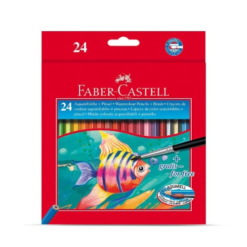 Faber-Castell Kinder - Aquarellfarbstifte. 24 Aquarellfarben + Pinsel im Kartonetui von Faber-Castell