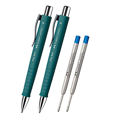 Faber-Castell - Kugelschreiber Poly Ball XB, Strichstärke 0.5 mm, 2x smaragdgrün + 2 x blaue Minen Faber-Castell - Kugelschreiber Poly Ball XB, Strichstärke 0.5 mm, 2x smaragdgrün + 2 x blaue Minen von Faber-Castell