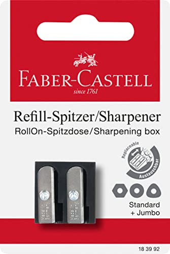 Faber-Castell Nachfüll-Doppelloch-Kunststoffspitzer für RollOn Schärfkasten auf Blisterkarte, schwarz von Faber-Castell