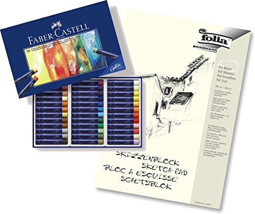Faber-Castell Permanente Ölpastellkreide Studio Quality 36er Etui + A4 Skizzenblock von Faber-Castell