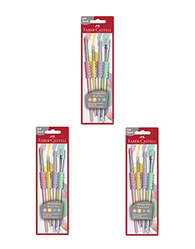 Faber-Castell Pinsel 4er Set Pastell Softgriffstück (3, Pinselset Pastell) von Faber-Castell