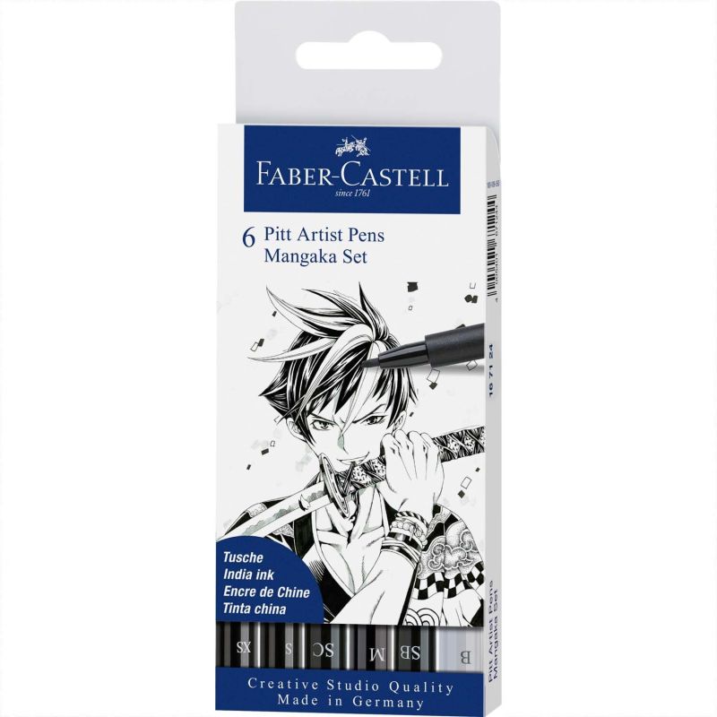 Pitt Artist Pen Manga schwarz Tuschestift-Set von Faber Castell