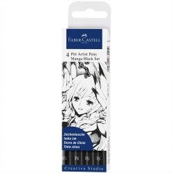 Pitt Artist Pen schwarz Manga Tuschestift-Set 4teilig von Faber Castell