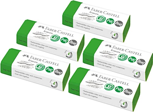Faber-Castell Radierer Erasure PVC-frei & Dust-free grün (5er Pack) von Faber-Castell