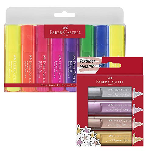 Faber-Castell - Textmarker (4 Metallic-Marker + 8 Superfluor-Marker) von Faber-Castell