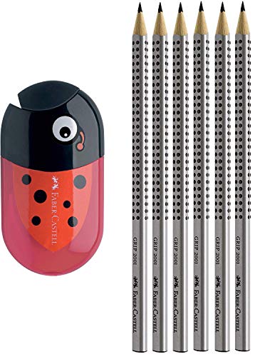 Faber-Castell - Doppelspitzdose Käfer Inkl. Radierer (+ 6 Graphit-Bleistifte) - Schwarz Faber-Castell - Doppelspitzdose Käfer Inkl. Radierer (+ 6 Graphit-Bleistifte) - Schwarz von Faber-Castell