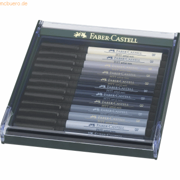 Faber Castell Tuschestift Pitt Artist Pen B Grau VE=12 Stück Etui von Faber Castell