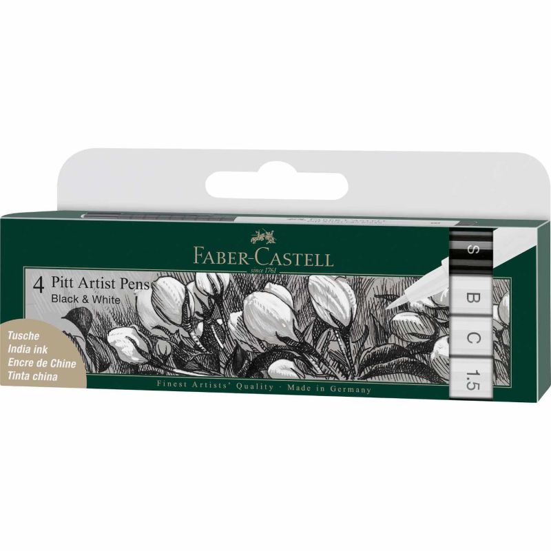 Tuschestift Pitt Artist Pen Black & White 4 Stück Tuschestift Pitt Artist Pen Black & White 4 Stück von Faber Castell
