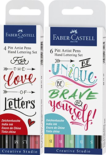 Faber-Castell Tuschestift Pitt Artist Pen - Hand Lettering Set (schwarz + bunt, 2 Packungen) von Faber-Castell