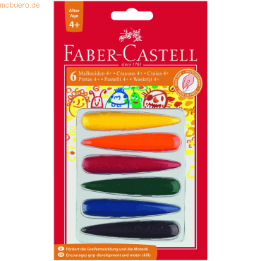 Faber Castell Wachsmalkreide 4+ 'Finger' 6er Blisterkarte sortiert von Faber Castell