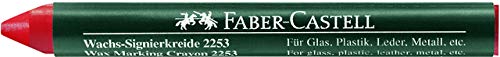 Faber-Castell Wachssignierkreide 2253, rund, Papierhülle, Ø: 10 mm, Schreibfarbe: rot (12 Stück) von Faber-Castell