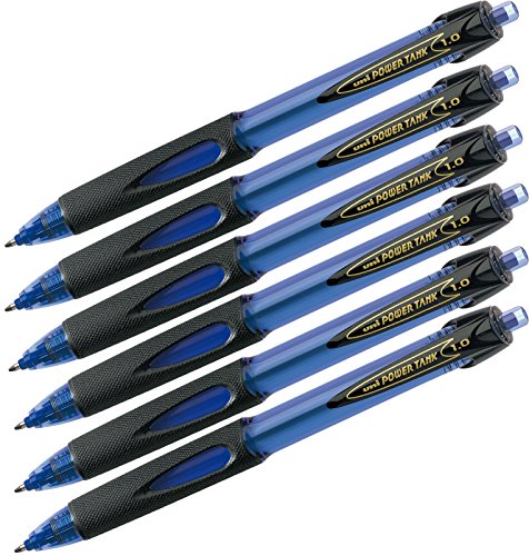 Kugelschreiber uni-ball® Powertank mit Druckmechanik (6 Stück blau) von Faber-Castell