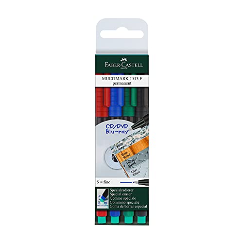 Marker Faber-Castell Multimark, 4er-Set, inkl. Spezialradierer, in div. Varianten permanent S von Faber-Castell