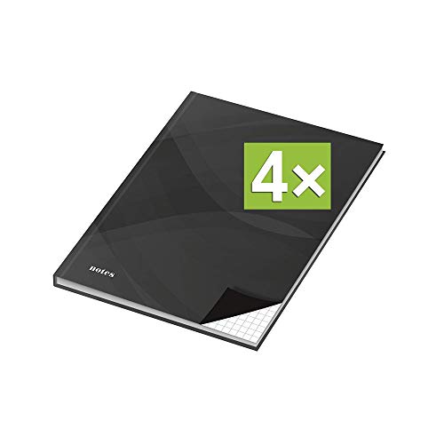 RNK - Verlag Notizbuch mit Hardcover-Einband, 96 Blatt, Notizheft, Tagebuch, Schreibbuch (4er Pack, Schwarz A4 (Kariert)) von Faber-Castell