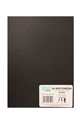 West Design RS261254 1 Skizzenbuch DIN-A4-Format, geheftet, matt, Malen, Zeichnen und Schreiben, schwarz von WEST