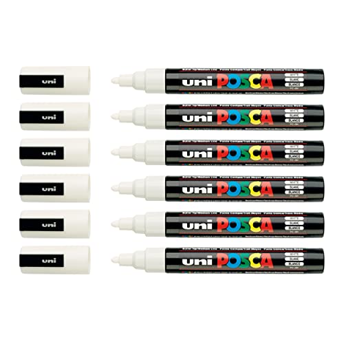 Faber-Castell uni-ball 205026 - Marker POSCA mit mittelfeiner Rundspitze, weiß, 6 Stück, PC-5 Faber-Castell uni-ball 205026 - Marker POSCA mit mittelfeiner Rundspitze, weiß, 6 Stück, PC-5 von Faber-Castell
