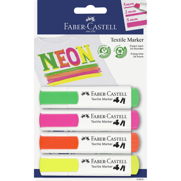 Faber Castell Textilmarker - 5 mm 4 Stück neon sortiert. Faber Castell Textilmarker - 5 mm 4 Stück neon sortiert. von Faber Castell