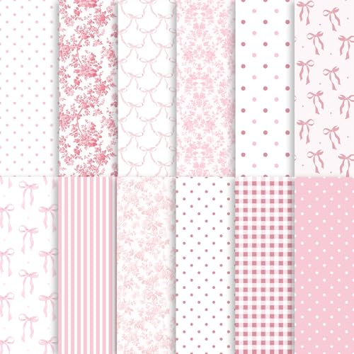 24 Blatt rosa Schleife, Blumen-Scrapbook-Papier, rosa Schleife und florales dekoratives Bastelpapier, flach gefaltet, für Geburtstag, Hochzeit, Babyparty, Kartenherstellung, Fotoalbum, Dekoration 24 Blatt rosa Schleife, Blumen-Scrapbook-Papier, rosa Schleife und florales dekoratives Bastelpapier, flach gefaltet, für Geburtstag, Hochzeit, Babyparty, Kartenherstellung, Fotoalbum, Dekoration von Fabllewavi