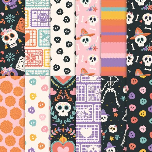 Día de Muertos Scrapbook-Papier, Mexiko, Skelett-Ringelblumen, Papel, Picado-Muster, dekoratives Bastelpapier, flach gefaltet für Tag der Toten, Kartenherstellung, Fotoalbum, Dekoration, 30,5 x 30,5 Día de Muertos Scrapbook-Papier, Mexiko, Skelett-Ringelblumen, Papel, Picado-Muster, dekoratives Bastelpapier, flach gefaltet für Tag der Toten, Kartenherstellung, Fotoalbum, Dekoration, 30,5 x 30,5 von Fabllewavi