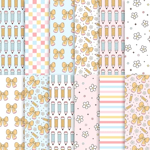 Scrapbook-Papier, Bleistift- und Schleifenmuster, dekoratives Bastelpapier, flach gefaltet, für Schulanfang, Kartenherstellung, Jubiläen, Fotoalbum, Dekoration, 30,5 x 30,5 cm, 24 Blatt Scrapbook-Papier, Bleistift- und Schleifenmuster, dekoratives Bastelpapier, flach gefaltet, für Schulanfang, Kartenherstellung, Jubiläen, Fotoalbum, Dekoration, 30,5 x 30,5 cm, 24 Blatt von Fabllewavi