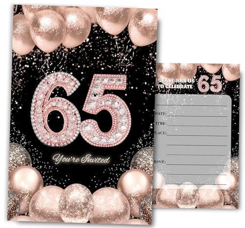 Fablus Party-Einladungen zum 65. Geburtstag, Roségold von Fablus
