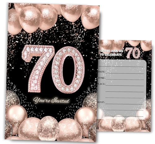 Fablus Party-Einladungen zum 70. Geburtstag, Roségold von Fablus